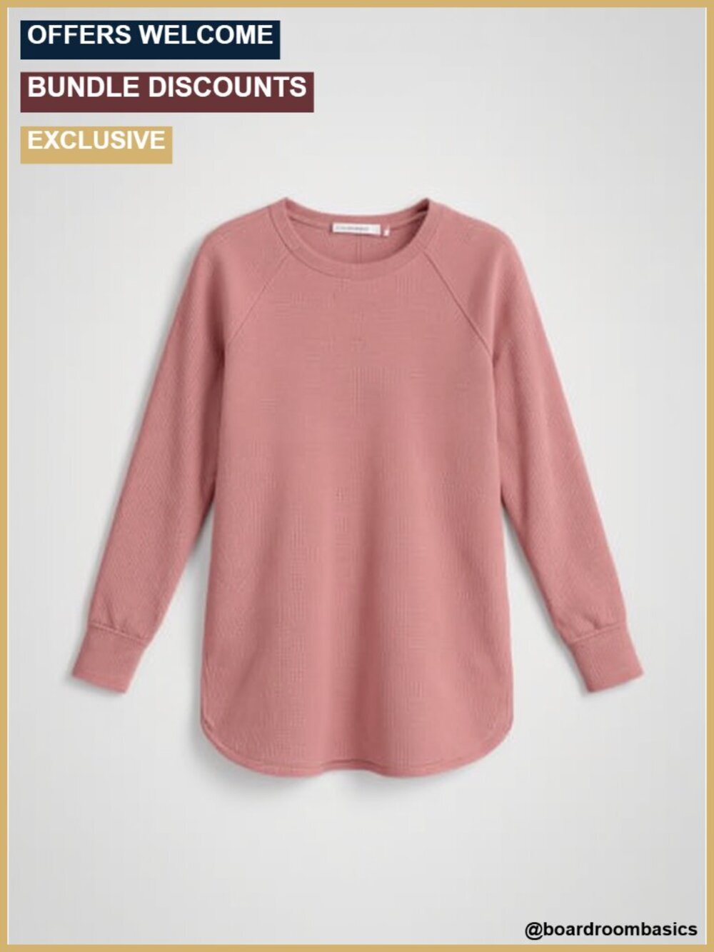 Long Sleeve Waffle Knit Tee Crewneck Loose Fit Pullover Top Women's Casual Shirt